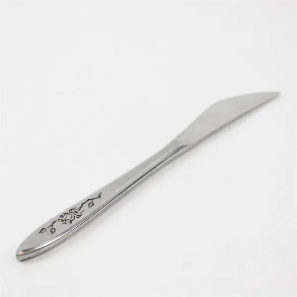 Lot of 4 National Stainless Charmante Pattern SS Dinner Knives Burnished 8.5"