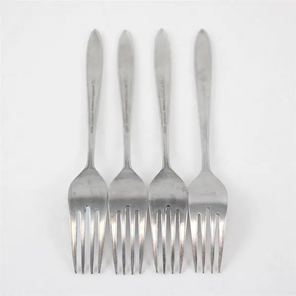 Lot of 4 National Stainless Charmante Pattern SS Dinner Forks Burnished 7.25"