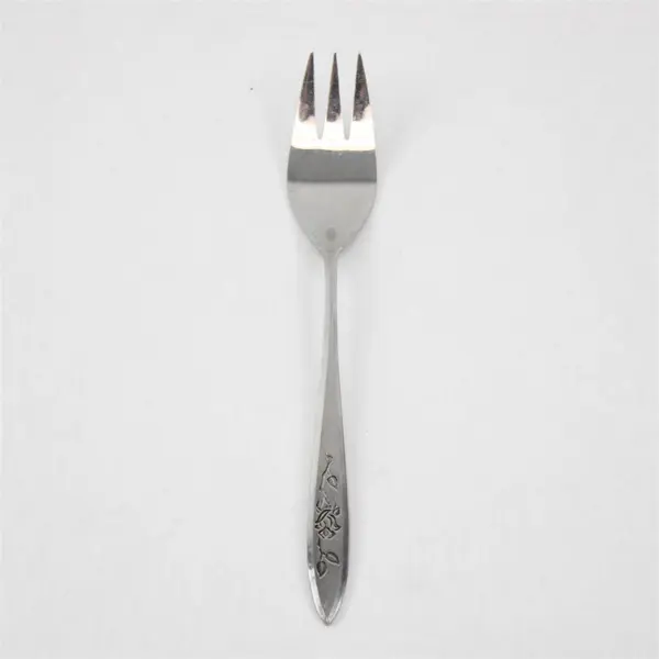 National Stainless Charmante Pattern SS Salad Fork Burnished 6.75" Rare