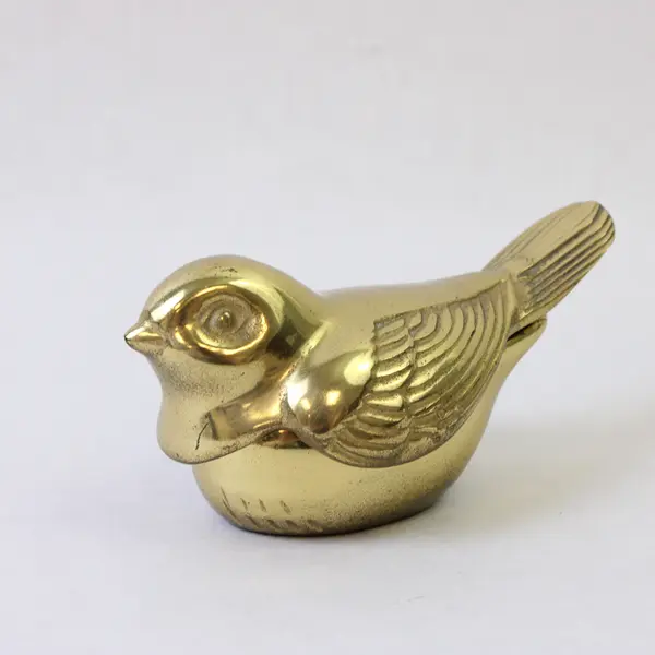 Vintage Solid Brass Bird Trinket Box Jewelry Keepsake Collectible