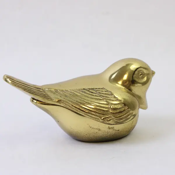 Vintage Solid Brass Bird Trinket Box Jewelry Keepsake Collectible