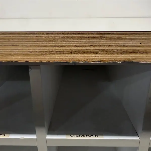 Vintage 50 Slot White Pigeon Hole Office Cabinet - Local Pickup Only