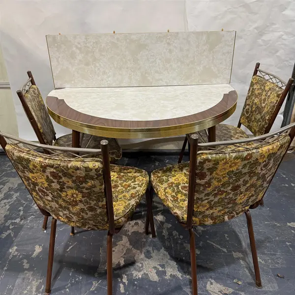 Vintage Louisville Formica Dinner Table Set With Floral Chairs-Local Pickup Only