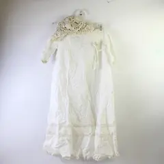 Vintage Baby Christening Gown and Crochet Bonnet FLAWED