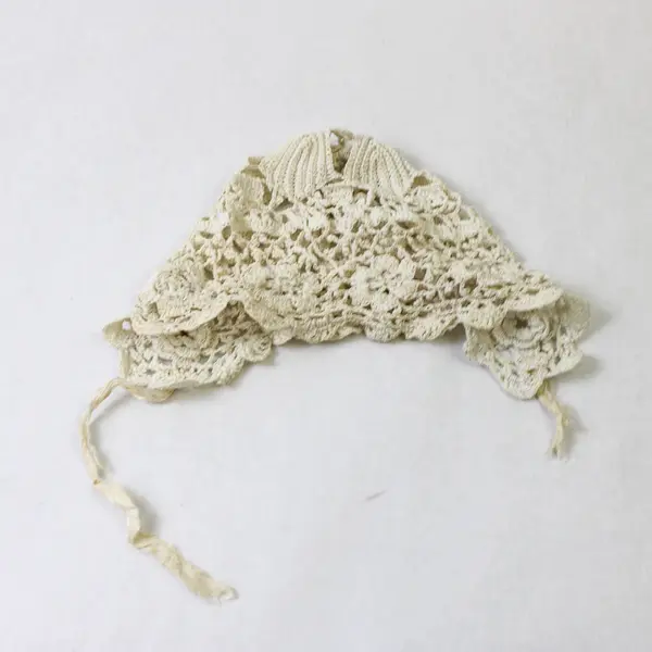 Vintage Baby Christening Gown and Crochet Bonnet FLAWED
