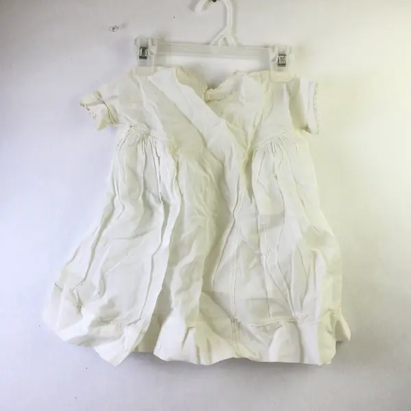 Vintage Sheer Off-White Baby Christening Gown Crochet Detailing FLAWED
