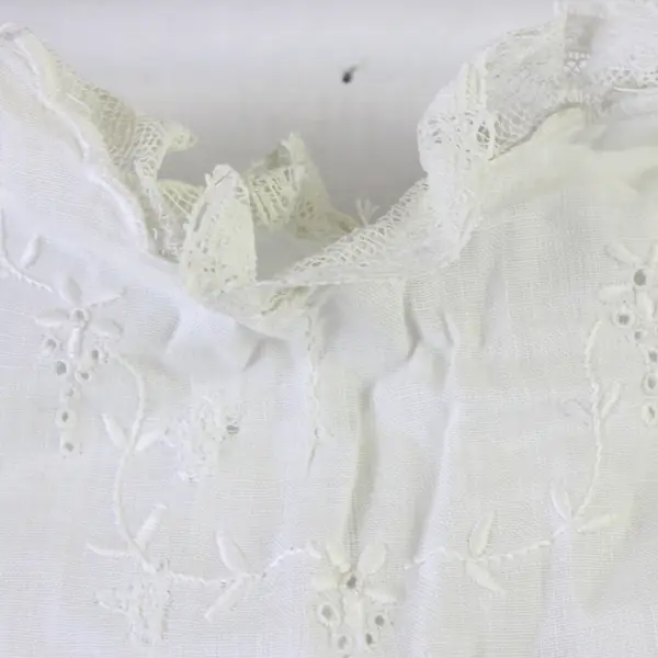 Vintage Off-White Embroidered Cutwork Baby Christening Gown