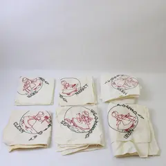 Set of 6 Vintage Embroidered Days of The Week Chores Tea Towels FLAWED