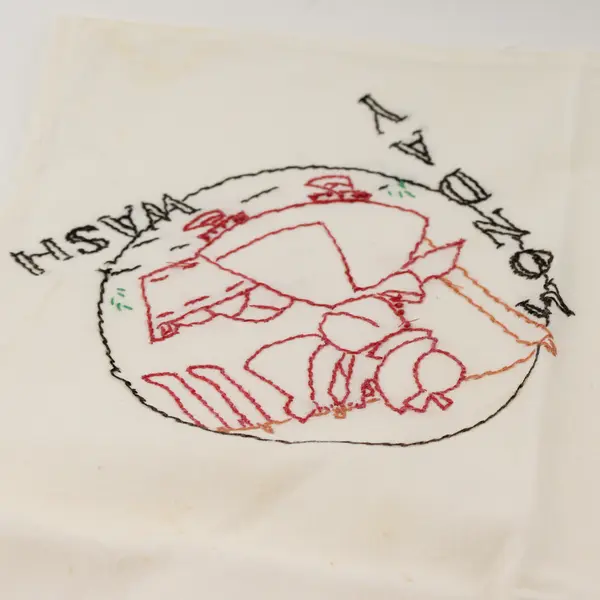 Set of 6 Vintage Embroidered Days of The Week Chores Tea Towels FLAWED