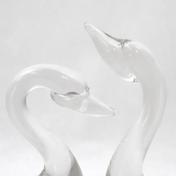 Vintage Pair Crystal Swan Figurines, Glass Collectible Swan Figurines