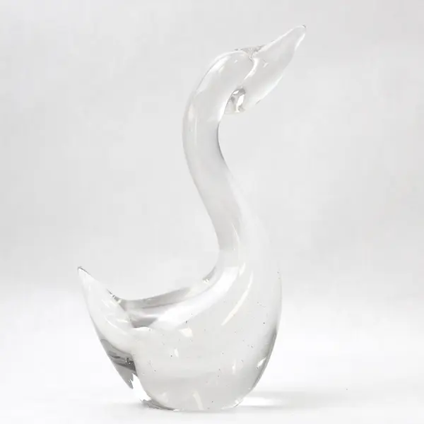 Vintage Pair Crystal Swan Figurines, Glass Collectible Swan Figurines