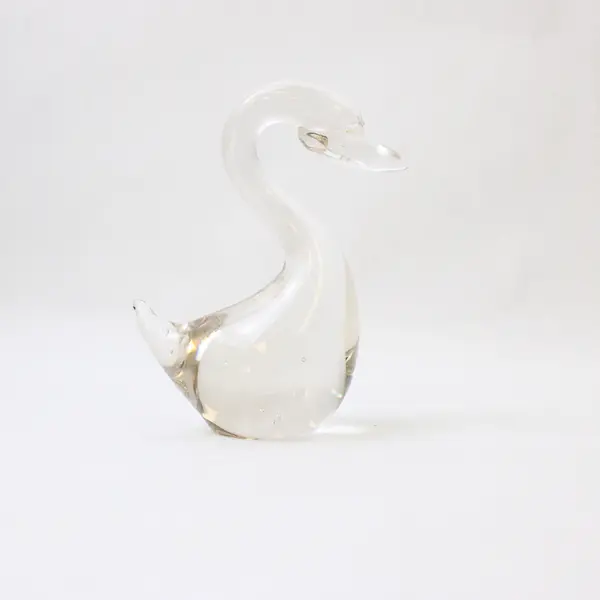 Vintage Pair Crystal Swan Figurines, Glass Collectible Swan Figurines