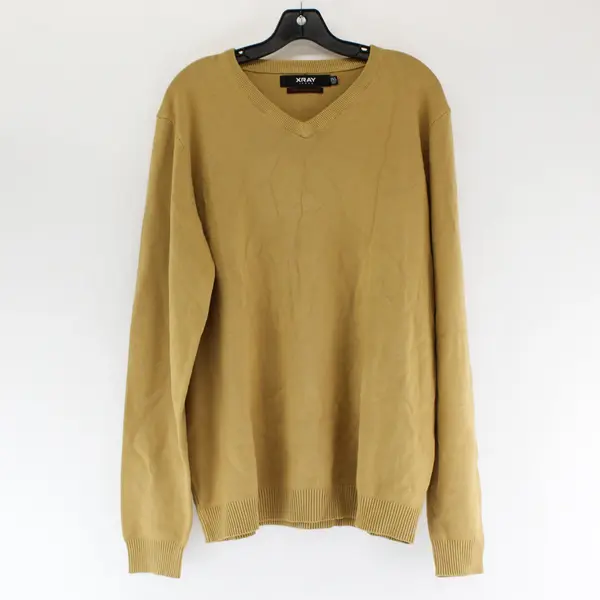 X-RAY Jeans Slim Fit Mustard Yellow V-Neck Sweater Men's 3XL