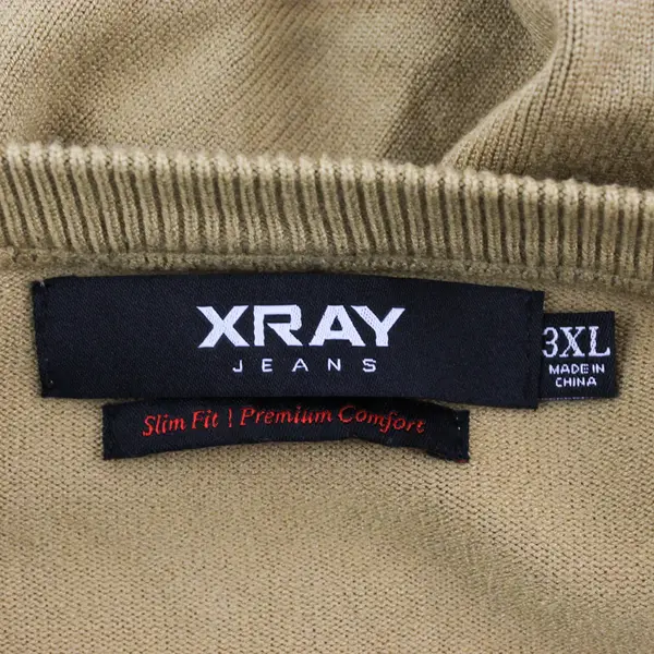 X-RAY Jeans Slim Fit Mustard Yellow V-Neck Sweater Men's 3XL