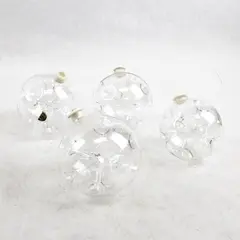 Lot of 4 Clear Glass Spherical Ornaments 3.5in DIY Crafts Holiday