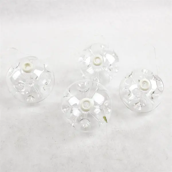 Lot of 4 Clear Glass Spherical Ornaments 3.5in DIY Crafts Holiday