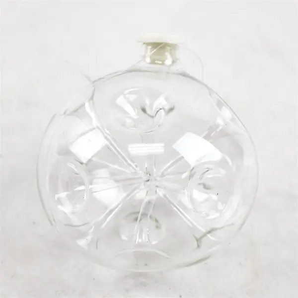Lot of 4 Clear Glass Spherical Ornaments 3.5in DIY Crafts Holiday