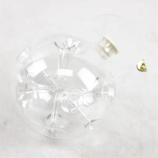 Lot of 4 Clear Glass Spherical Ornaments 3.5in DIY Crafts Holiday