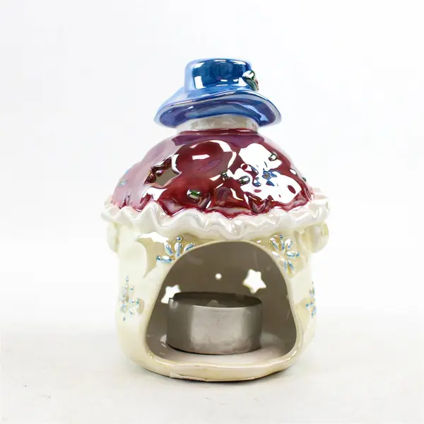 Ganz Vintage Ceramic Snowman Tealight Holder Lusterware Finish w/Tea Light