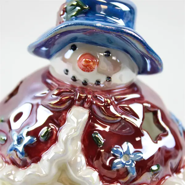 Ganz Vintage Ceramic Snowman Tealight Holder Lusterware Finish w/Tea Light