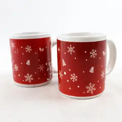 Lot of 2 Sherwood Red & White Ceramic Christmas Coffee Mugs