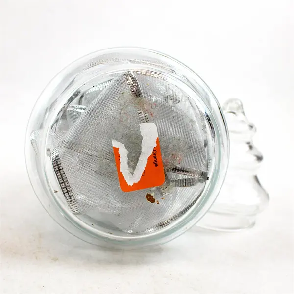 Vintage Clear Glass Christmas Tree Candy Jar w/ Silver Ribbon