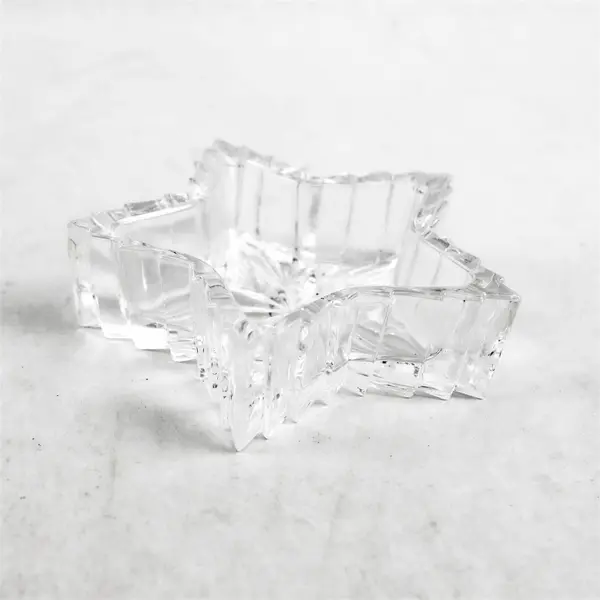 Vintage Star-Shaped Cut Crystal Lidded Trinket Jewelry Box 4.25"