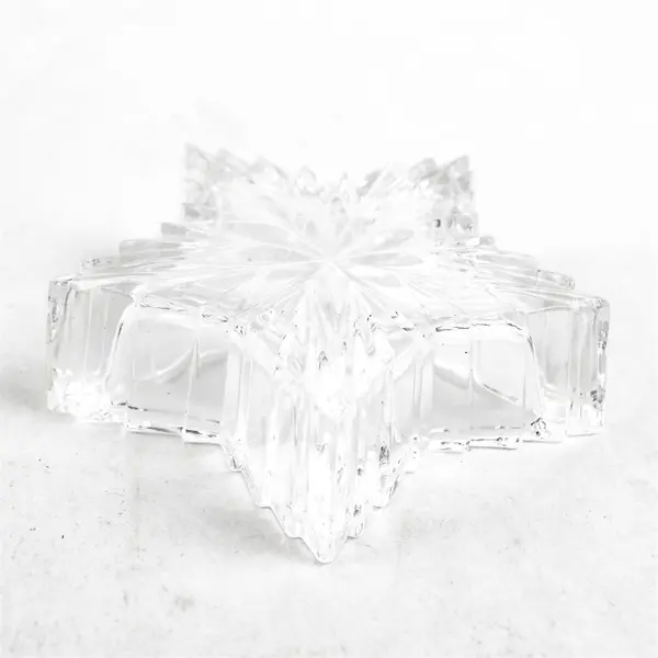 Vintage Star-Shaped Cut Crystal Lidded Trinket Jewelry Box 4.25"