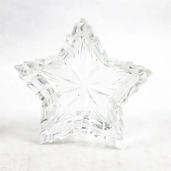 Vintage Star-Shaped Cut Crystal Lidded Trinket Jewelry Box 4.25"