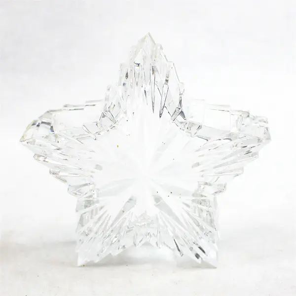 Vintage Star-Shaped Cut Crystal Lidded Trinket Jewelry Box 4.25"