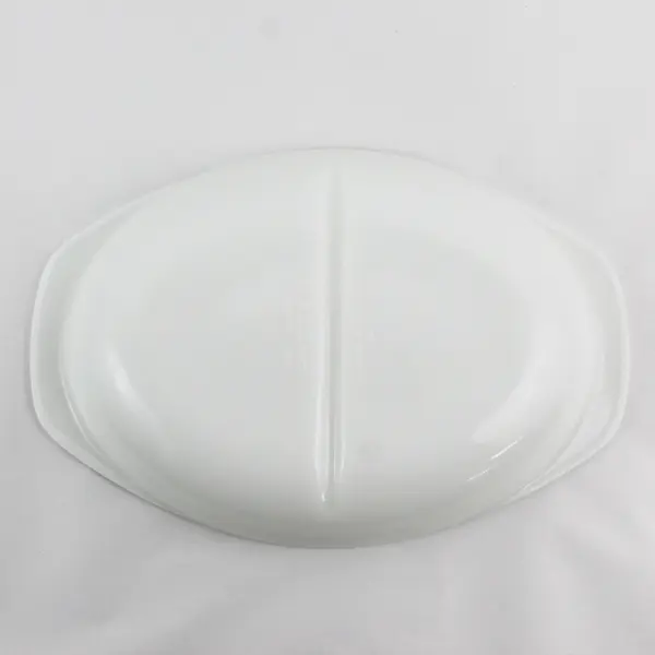 Pyrex White Milk Glass Divided Oval Casserole Bakeware Dish 1.5 Qt #1063/1083