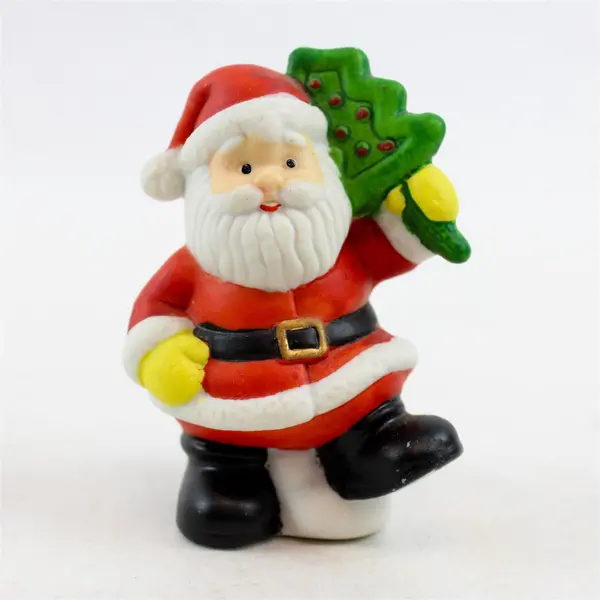 Lot of 2 Ceramic Santa Figurines Christmas Tree & Repose Holiday Decor