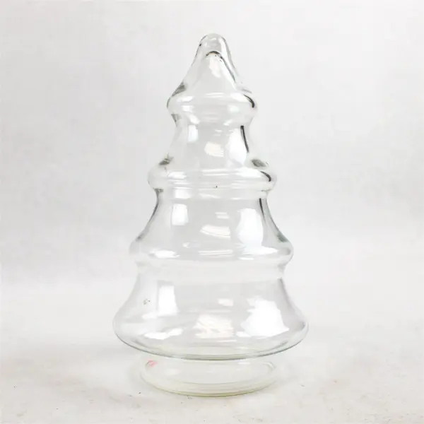 Clear Glass 4-Tier Christmas Tree Apothecary Candy Jar w/ Lid 