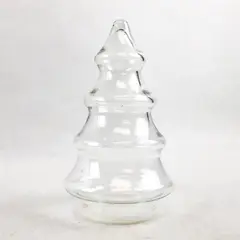 Clear Glass 4-Tier Christmas Tree Apothecary Candy Jar w/ Lid 