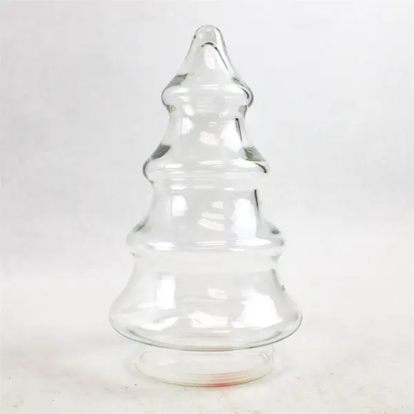 Clear Glass 4-Tier Christmas Tree Apothecary Candy Jar w/ Lid 