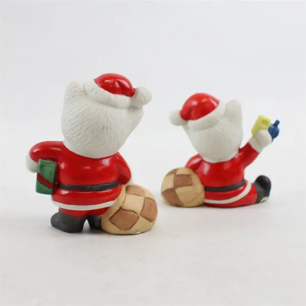 Lot of 2 Vintage Ceramic Christmas Kitten Santa Figurines - New