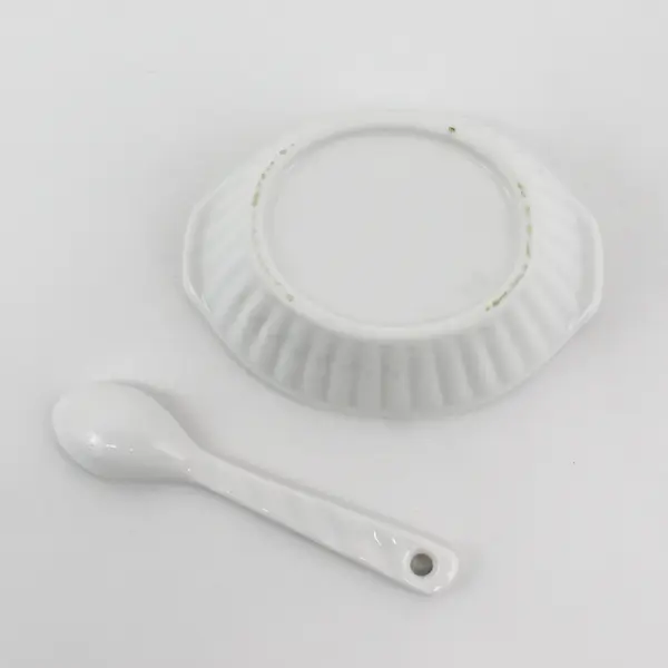 Set Of 2 Unbranded Small Fruit Printed Ceramic Divided Jam/Jelly Dish W/ Spoon