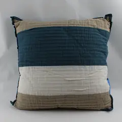 Madison Park Blue and Beige Square Throw Pillow 16" FLAWED