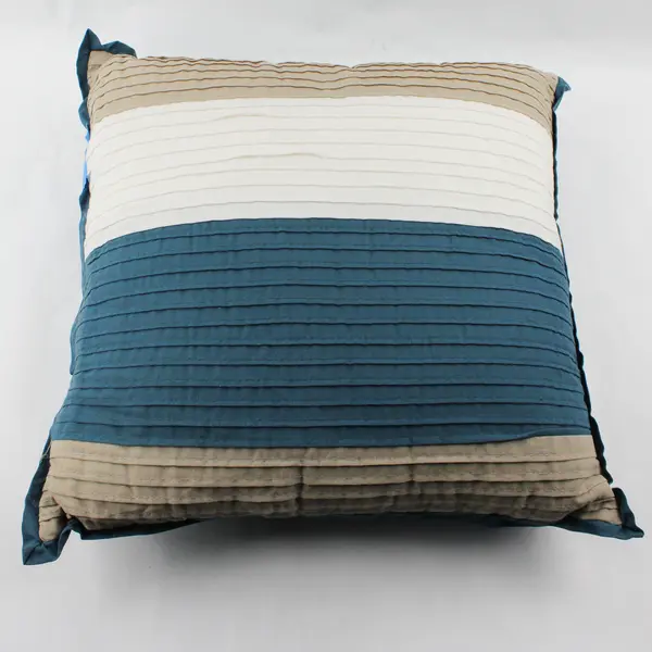 Madison Park Blue and Beige Square Throw Pillow 16" FLAWED
