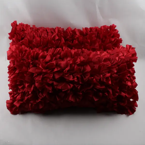 Set of 2 Red Ruffled Rectangular Throw Pillows 12" x 23"