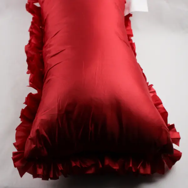 Set of 2 Red Ruffled Rectangular Throw Pillows 12" x 23"