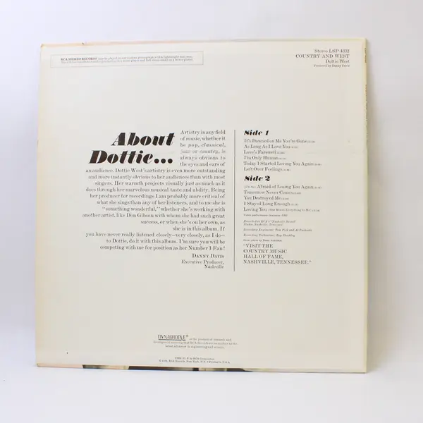 Dottie West- Country and West- 12"  Vinyl Record