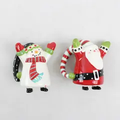 Santa & Snowman Ceramic Salt & Pepper Shakers 3.5in Upside-Down