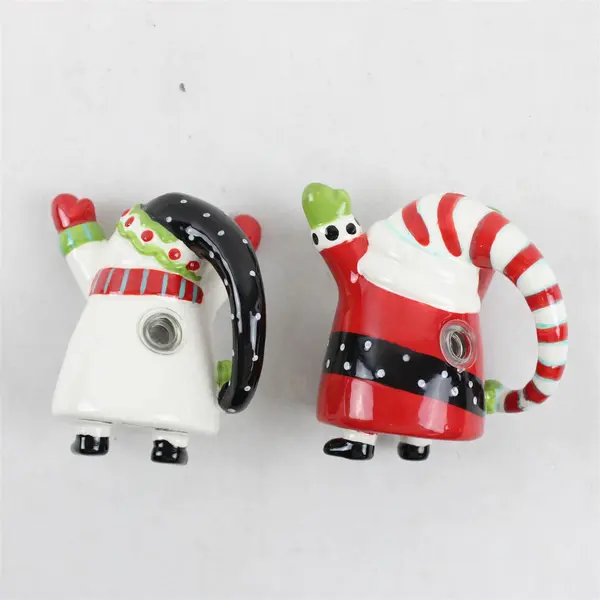 Santa & Snowman Ceramic Salt & Pepper Shakers 3.5in Upside-Down