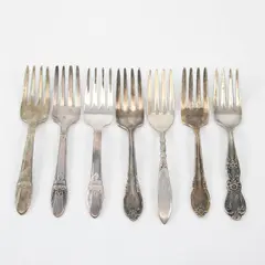 Lot of 7 Vintage 1847 Rogers Bros Silver Plated Baby Toddler Forks