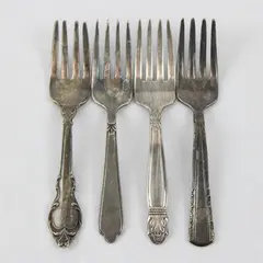 Lot of 4 Vintage Holmes & Edwards Silver Plated Baby Toddler Forks