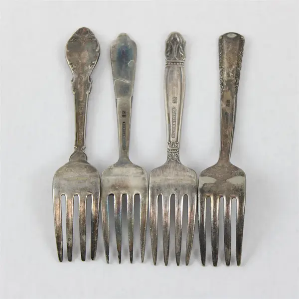 Lot of 4 Vintage Holmes & Edwards Silver Plated Baby Toddler Forks