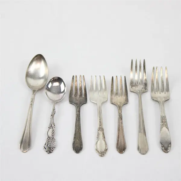 Mixed Lot of 7 Vintage Silver Plated Baby Toddler Forks & Spoons Flatware