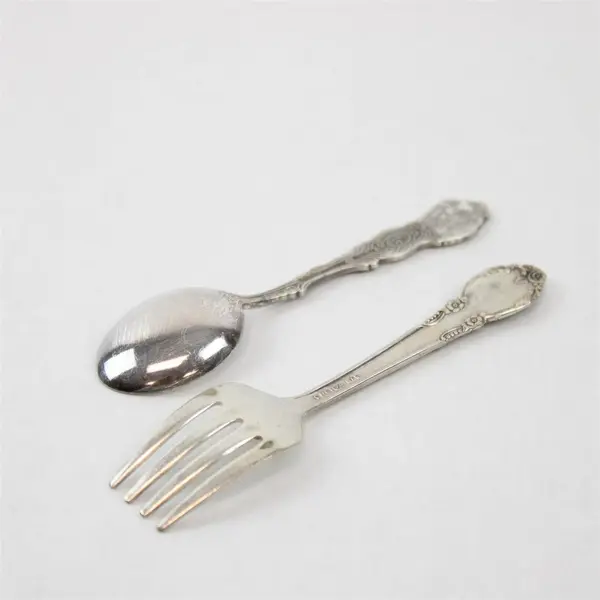Mixed Lot of 7 Vintage Silver Plated Baby Toddler Forks & Spoons Flatware