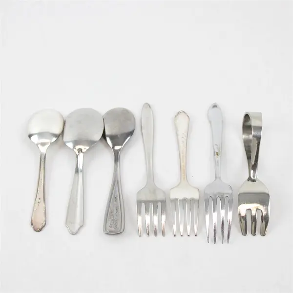 Mixed Lot of 7 Vintage Stainless Steel Baby Toddler Forks & Spoons Flatware